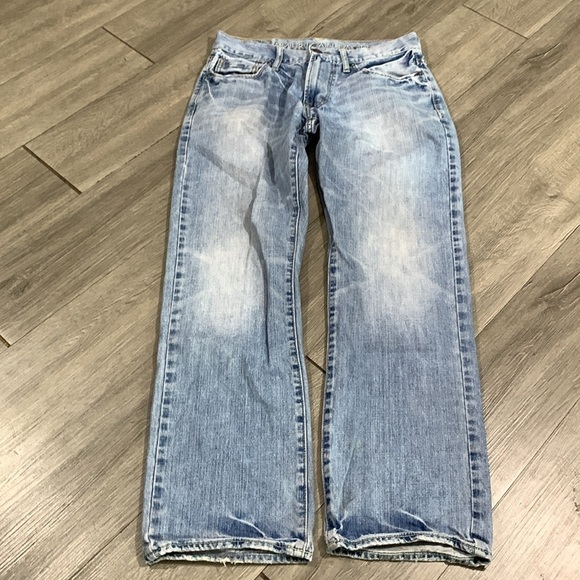 American Eagle Original Straight Distressed 100% Cotton Light Wash Jeans size 30 - Picture 7 of 16